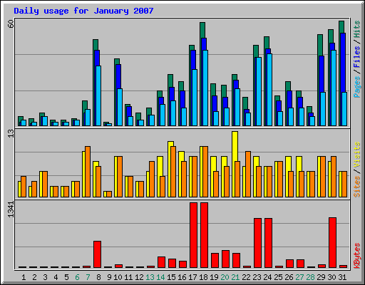 Daily usage for January 2007