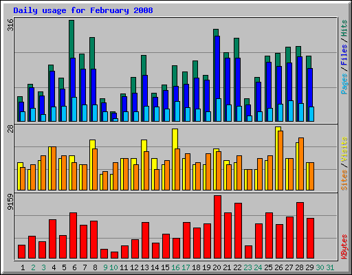 Daily usage for February 2008
