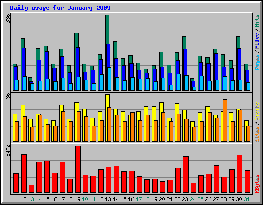 Daily usage for January 2009