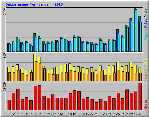 Daily usage for January 2015