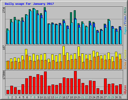 Daily usage for January 2017