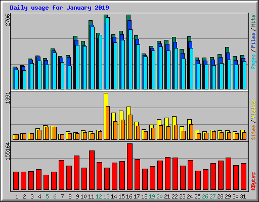 Daily usage for January 2019