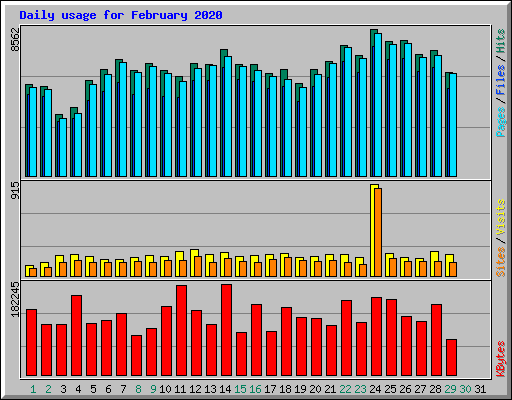 Daily usage for February 2020