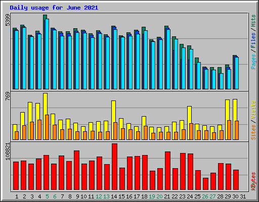 Daily usage for June 2021