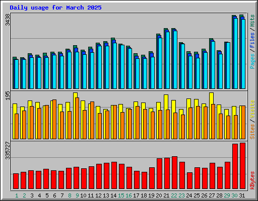 Daily usage for March 2025