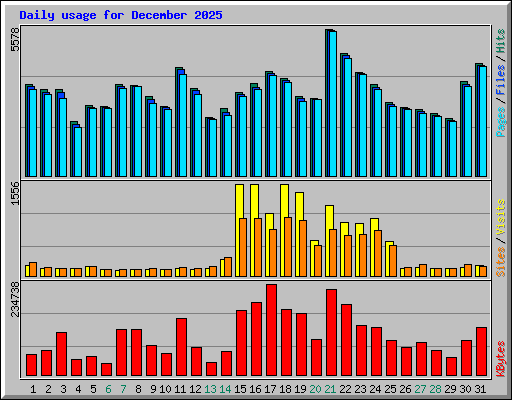 Daily usage for December 2025