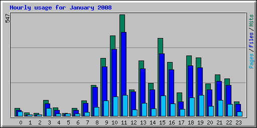 Hourly usage for January 2008