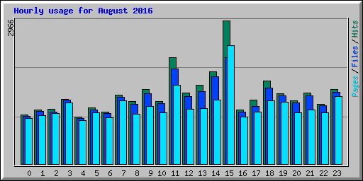 Hourly usage for August 2016