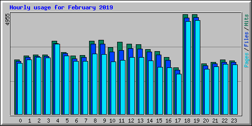 Hourly usage for February 2019